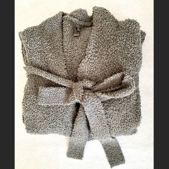 Skims knit fuzzy grey long robe size s/m (unisex) - Picture 11 of 12